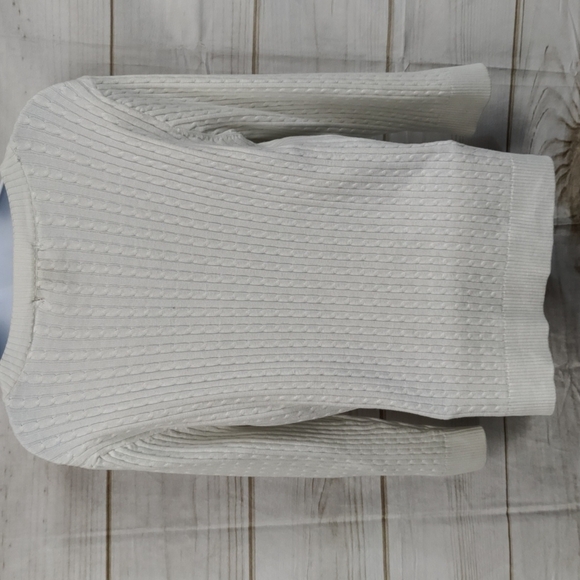 willi Smith White Cable Knit Cardigan Button-Up 3/4 Sleeve Sweater Size Medium - Picture 9 of 13